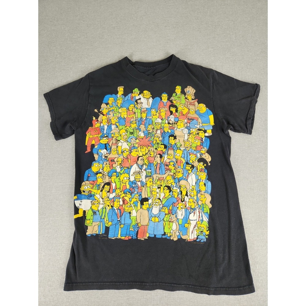 2007‎ THE SIMPSONS Springfield Character Collage T-Shirt Men's Small Black